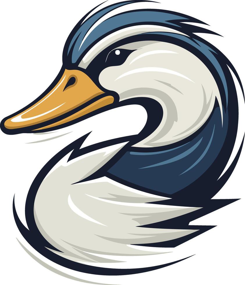 A bold and dynamic duck head logo design, perfect for a sports team, brand, or business with a playful and energetic spirit vector