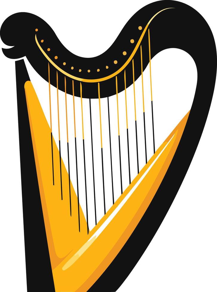 A simple and elegant illustration of a harp, perfect for use in music-related designs, branding, and educational materials vector
