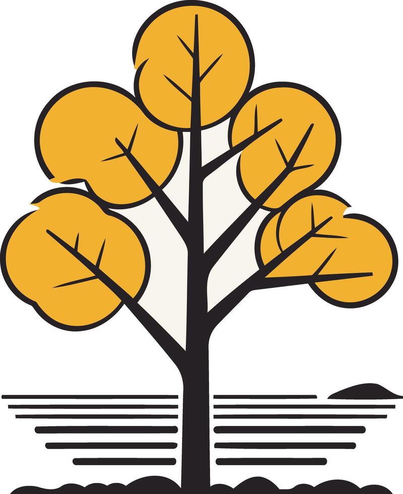 Stylized Tree with Yellow Leaves vector