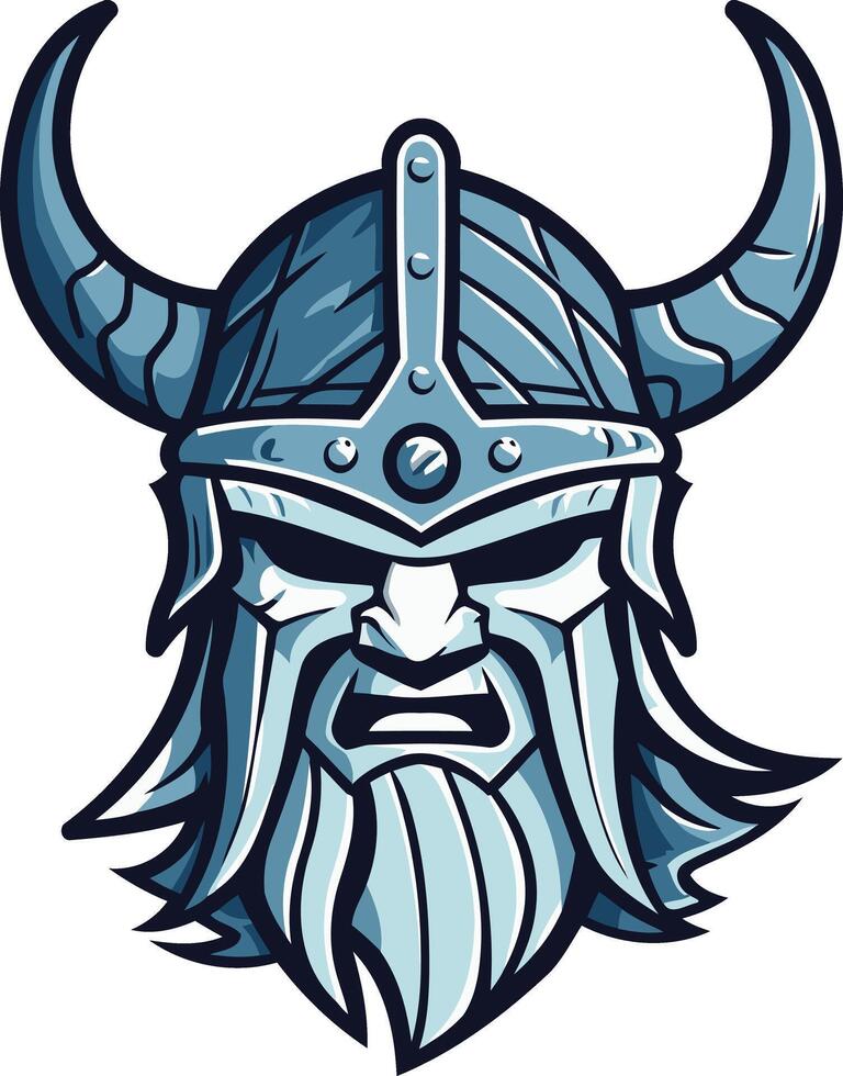 A fierce viking warrior with a horned helmet, perfect for logos, branding, and gaming applications vector