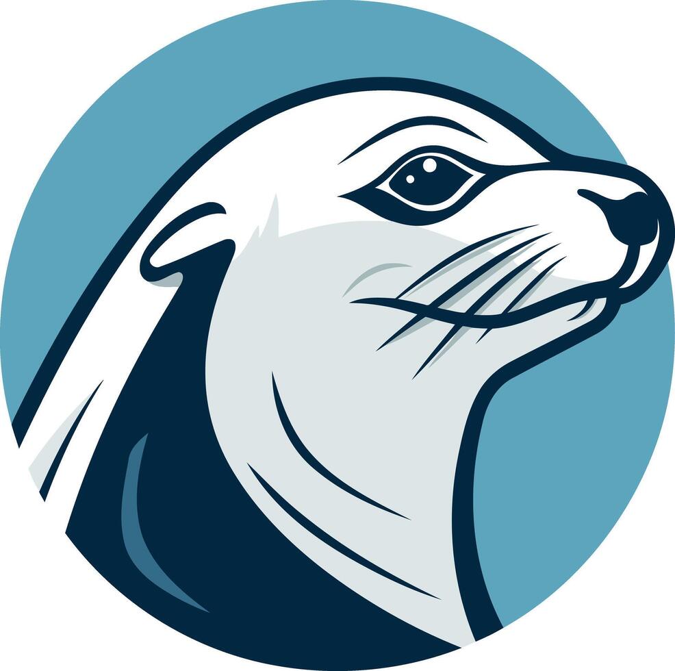 A stylized illustration of a seal's head in a blue circle, perfect for branding, logos, and marine conservation projects vector