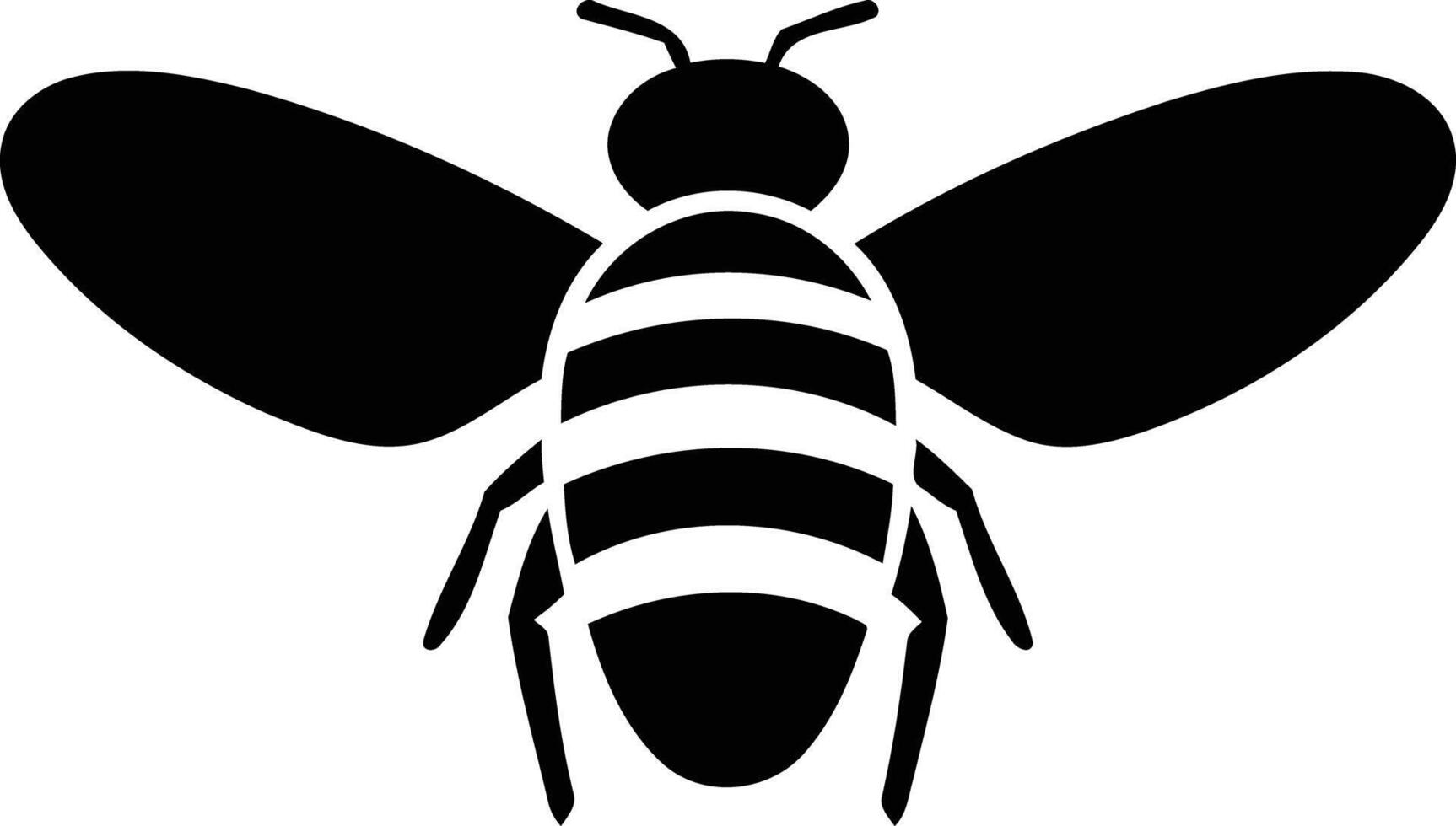 Simple black and white bee silhouette, perfect for logos, icons, or branding vector