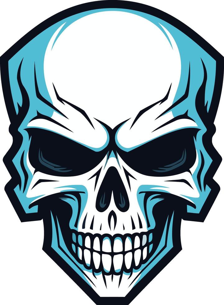 Blue and White Cartoon Skull vector