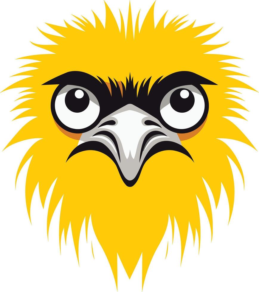 A cartoon emu head with a serious expression, perfect for branding, logos, or social media vector