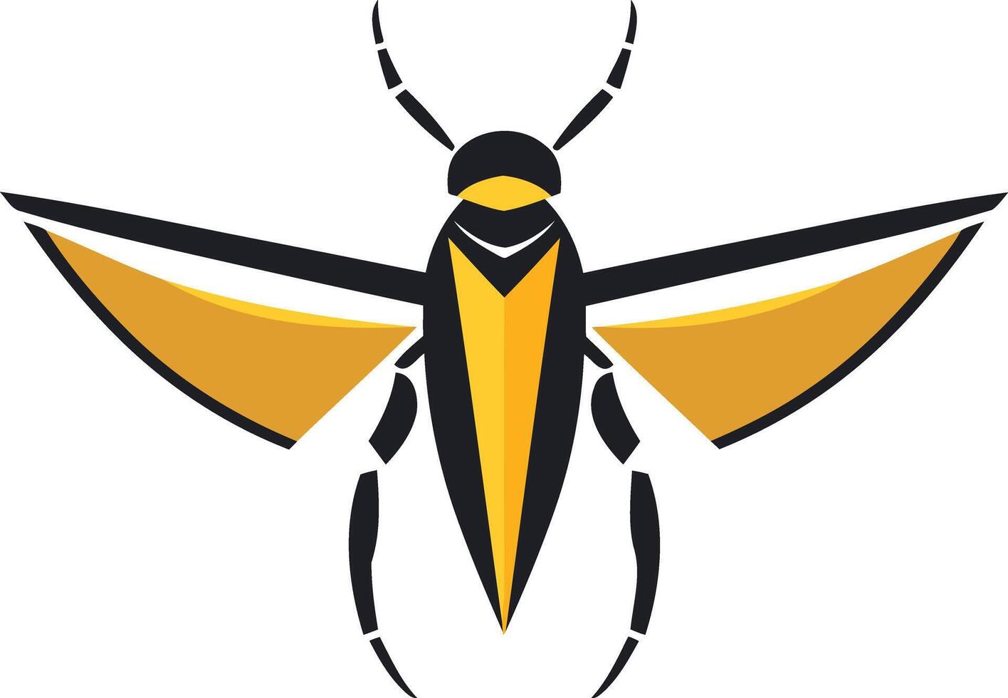 stylized insect logo with black and yellow colors, perfect for a tech company, gaming brand, or environmental organization vector