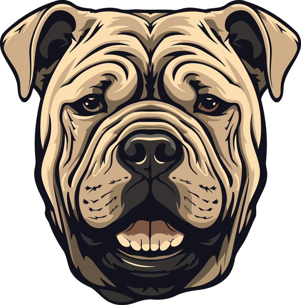 A powerful and charismatic portrait of a bulldog, perfect for showcasing strength, loyalty, and determination vector