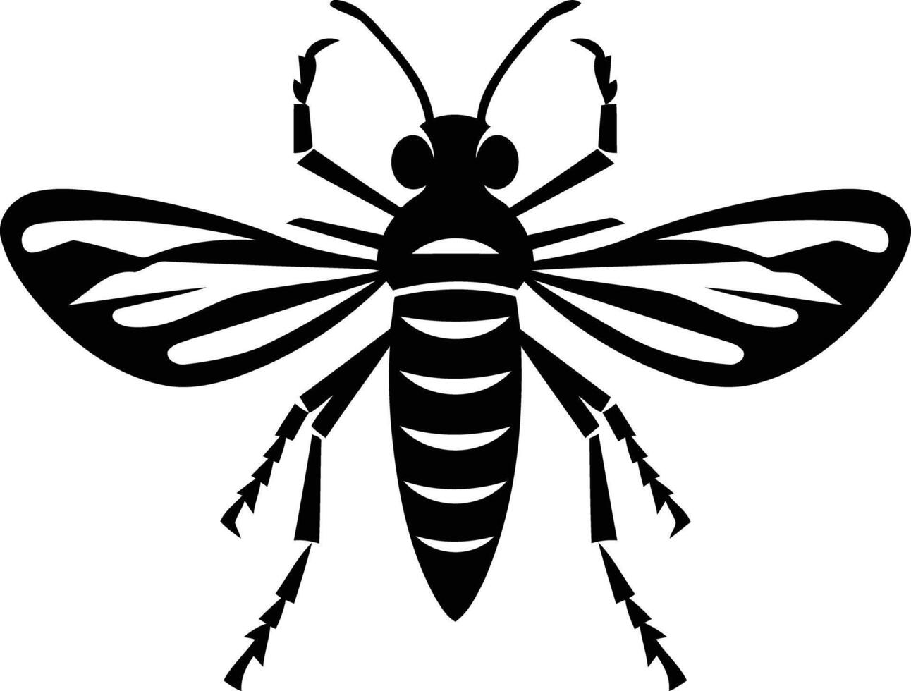 Simple black and white silhouette of a bee in flight vector