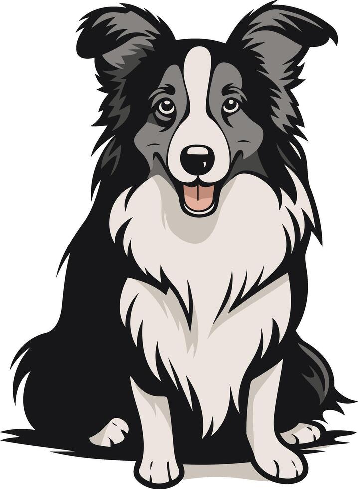 Cute cartoon illustration of a happy border collie dog vector