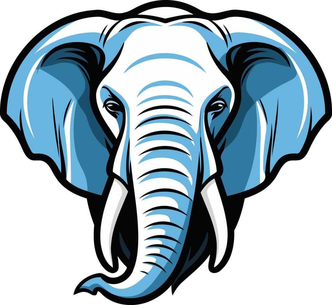 Blue and White Elephant Head Illustration vector