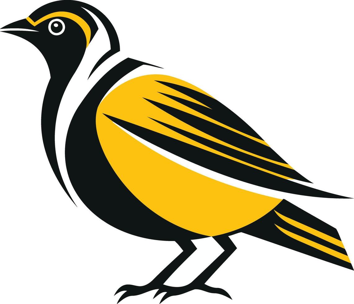 A stylized bird with black and yellow plumage, perfect for branding, logo design, or illustration purposes vector