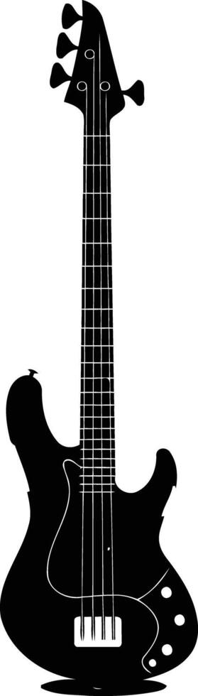 A clean, simple silhouette of an electric bass guitar vector