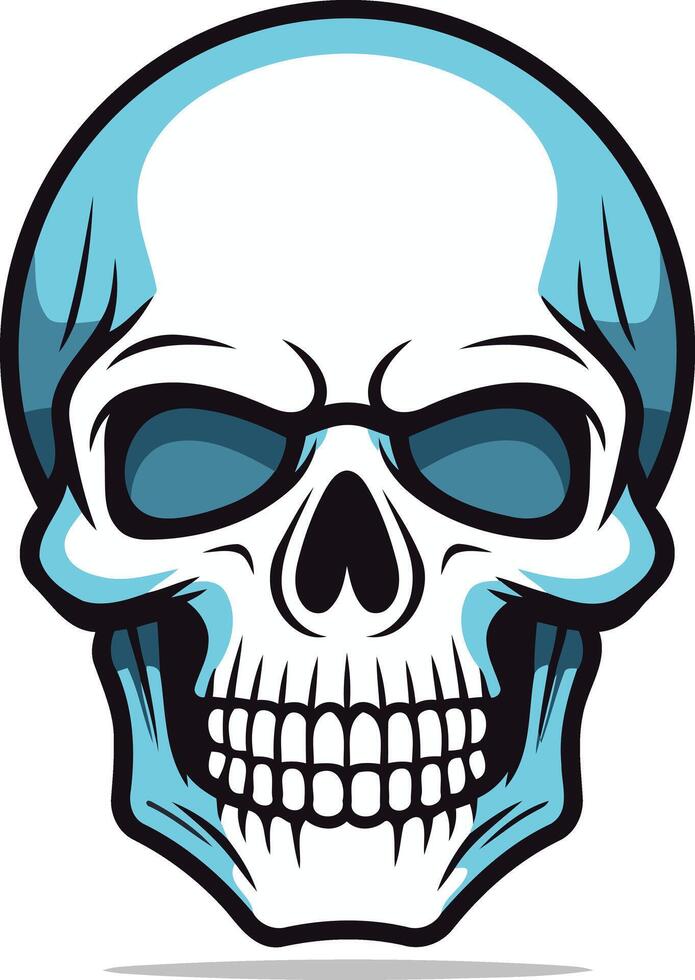 A cartoon skull with a blue tint, perfect for edgy designs and branding vector