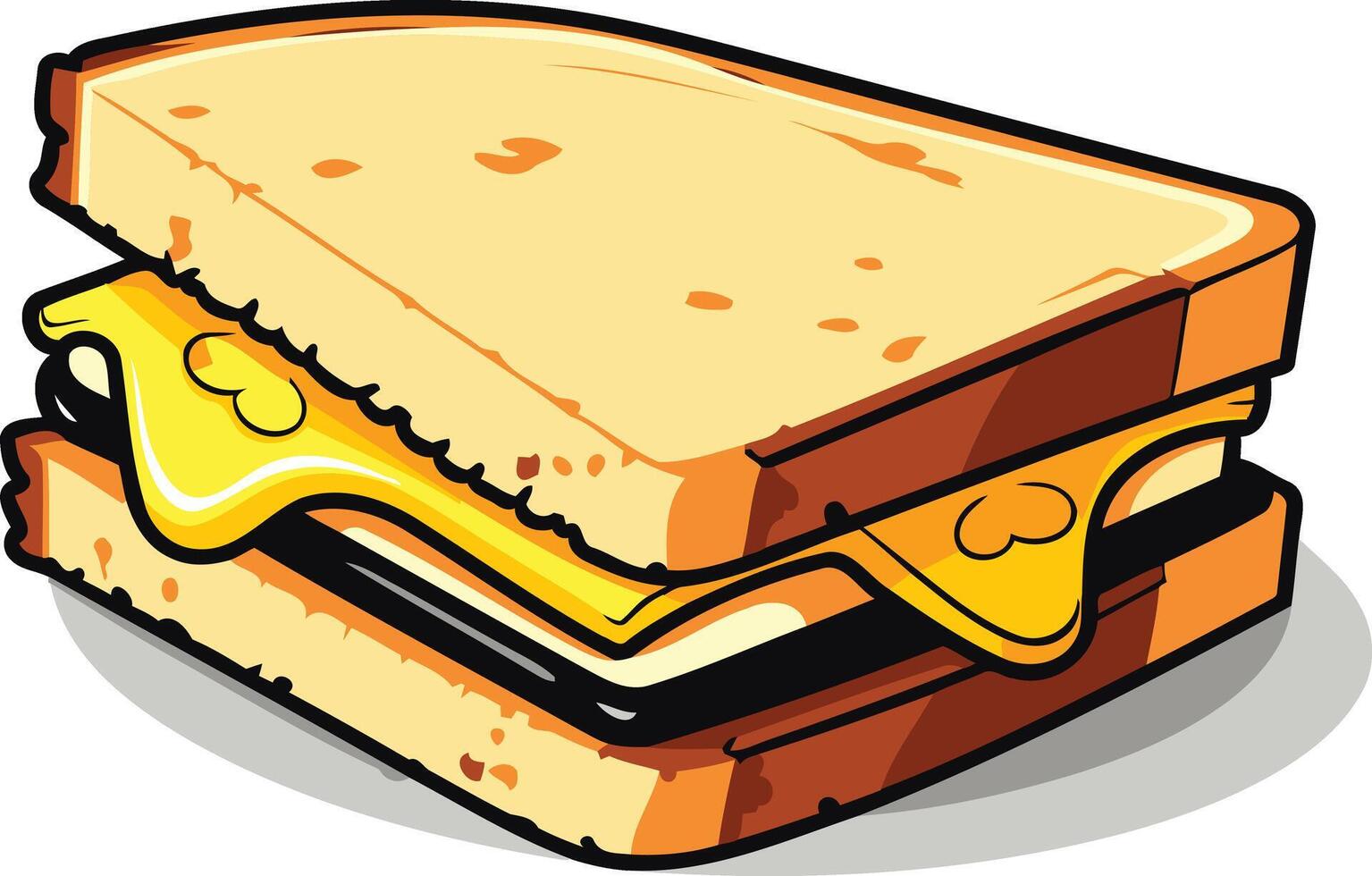 A cartoon illustration of a delicious grilled cheese sandwich vector