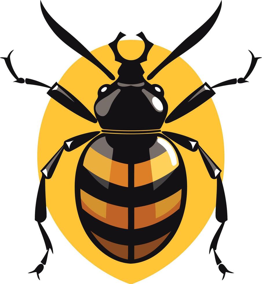Striped Beetle Illustration on a Yellow Background vector