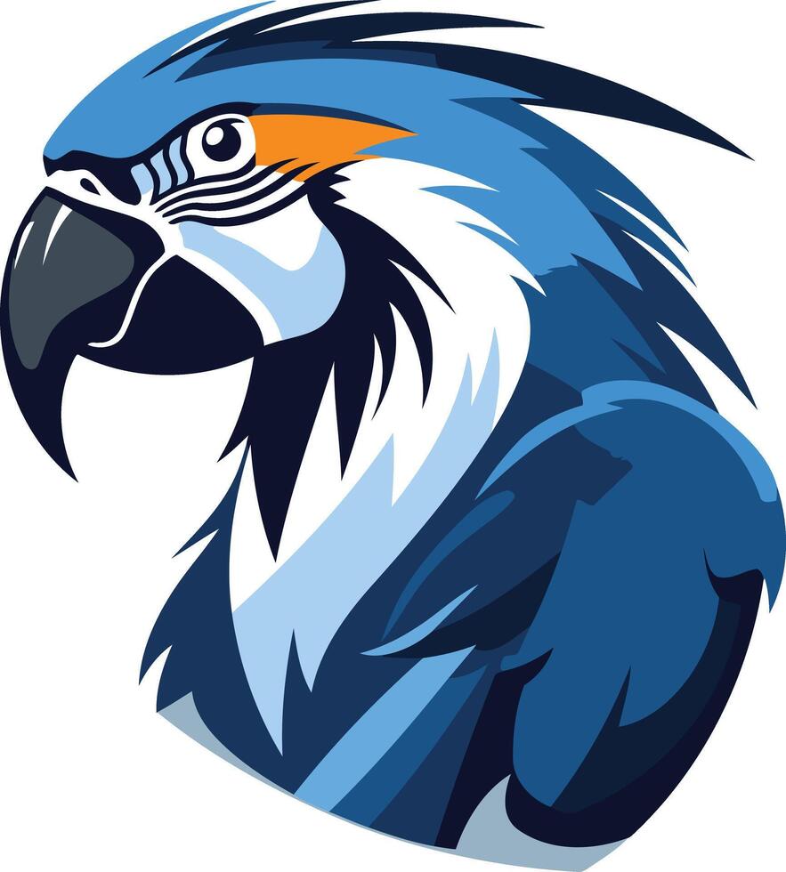 A vibrant blue macaw parrot head, perfect for logos, branding, or mascot designs vector