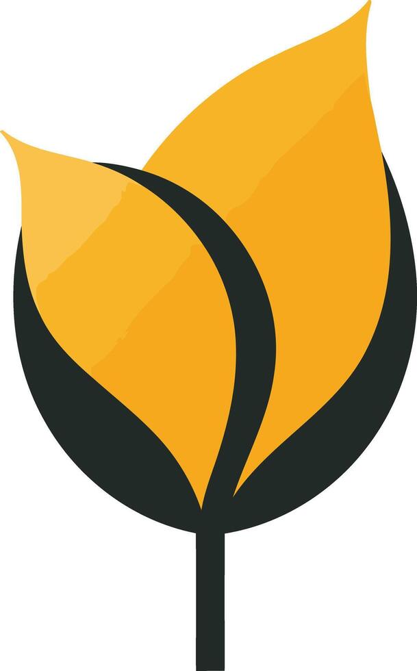 Simple and modern logo design with two yellow leaves forming a heart shape on a black stem vector