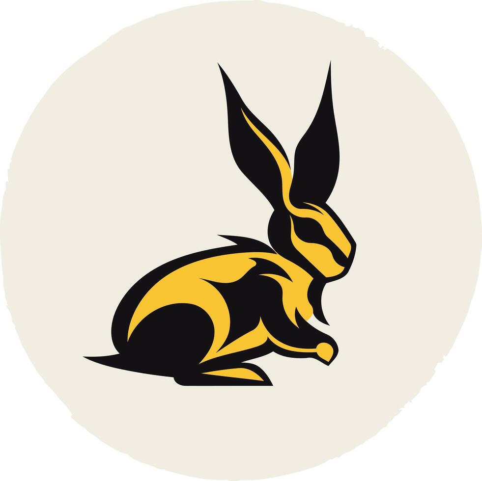 A stylized black and yellow rabbit logo, perfect for businesses seeking a unique and bold image vector
