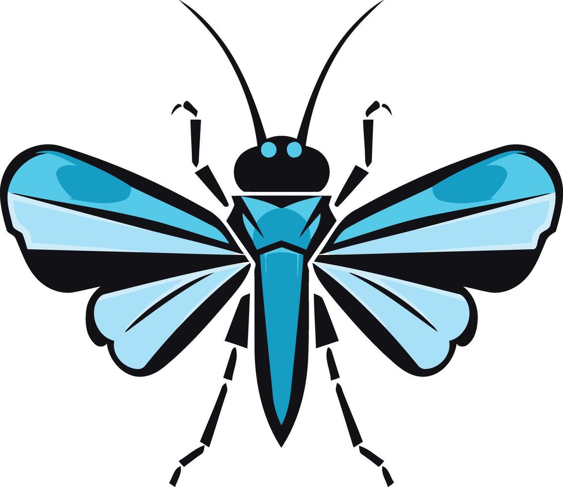 A stylized blue insect with spread wings, perfect for logo design, branding, and environmental themes vector