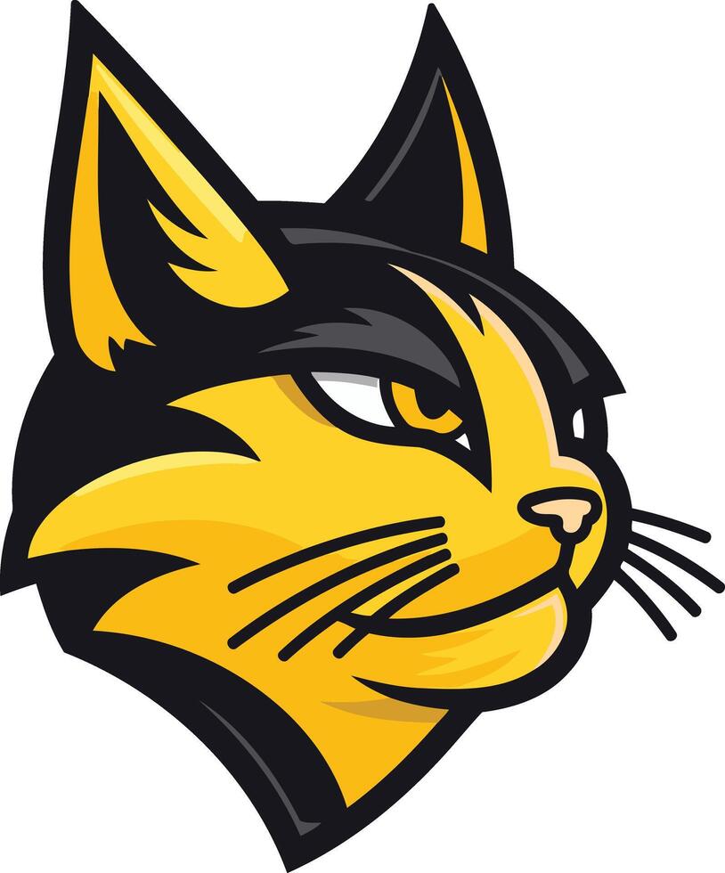 Cartoon Illustration of a Yellow and Black Cat vector