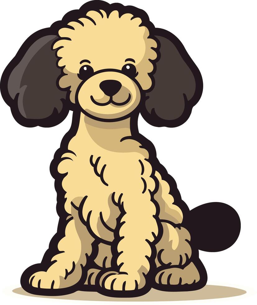 Cute Cartoon Poodle Sitting vector