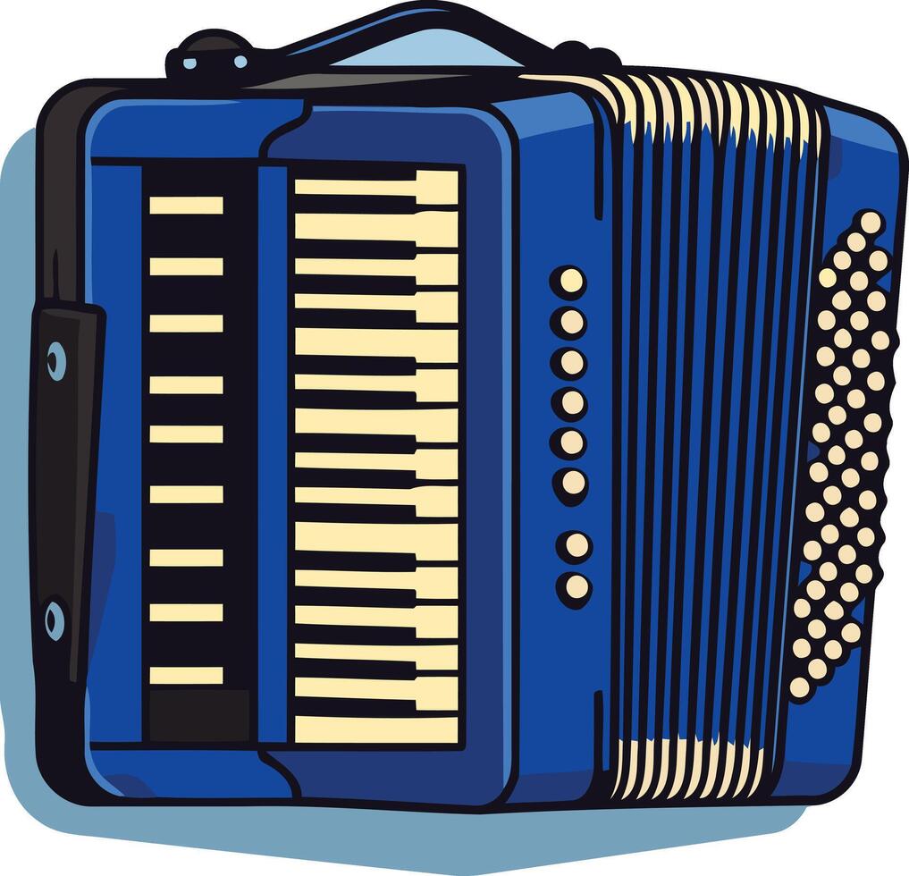 A vibrant blue accordion, perfect for adding a touch of musical charm to your designs vector