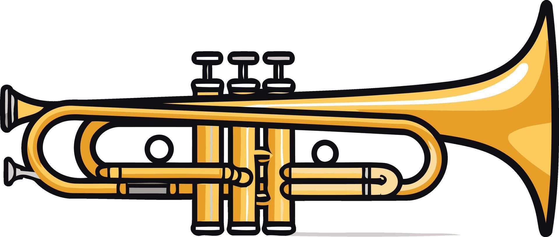 A simple, cartoon-style illustration of a golden trumpet, perfect for websites, social media, or educational materials related to music, instruments, or brass bands vector