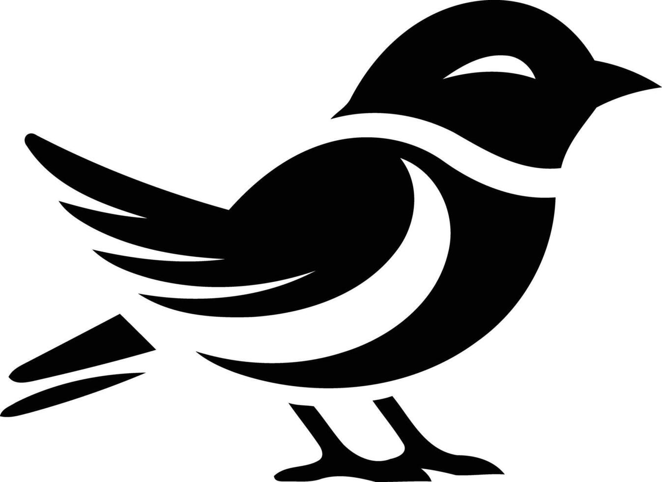 A minimalist, stylized bird logo design in black and white vector
