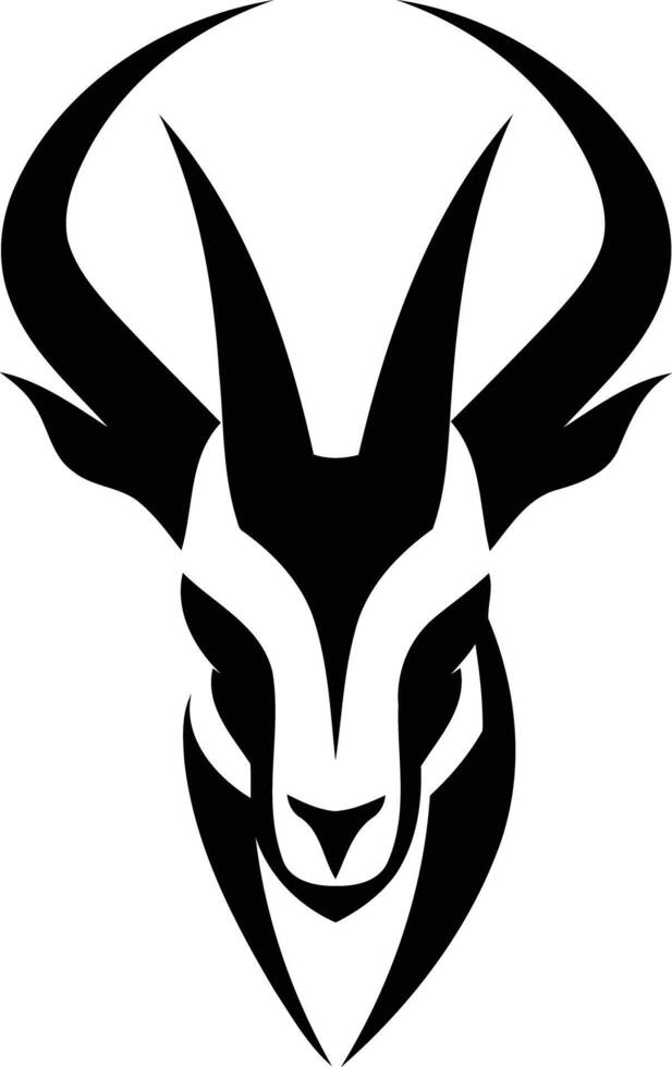 A striking black and white silhouette of an antelope's head, perfect for branding, logos, and designs that require a strong, confident, and nature-inspired element vector