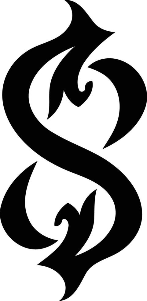 A stylized, gothic-inspired tattoo design featuring the letter s, perfect for creating unique and edgy designs vector