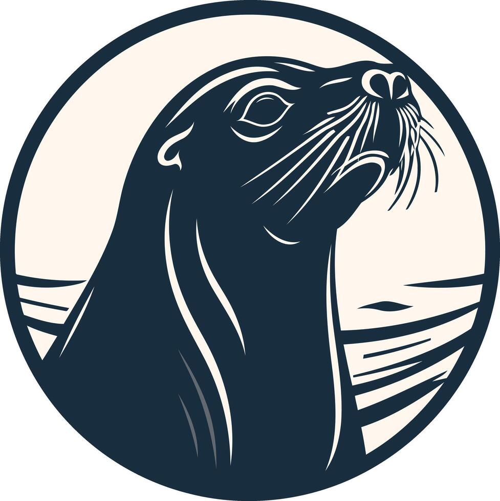 Sea Lion Emblem in a Circular Frame vector