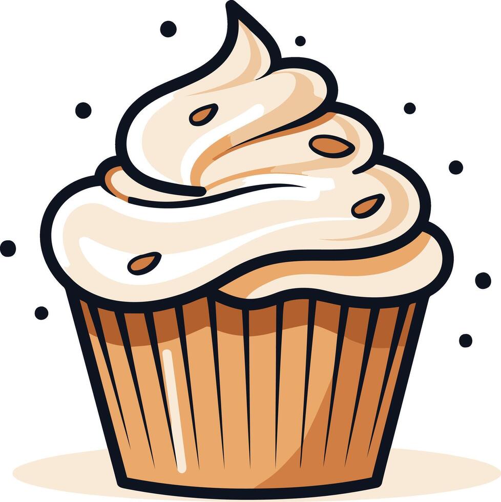 Cartoon Illustration of a Delicious Cupcake vector