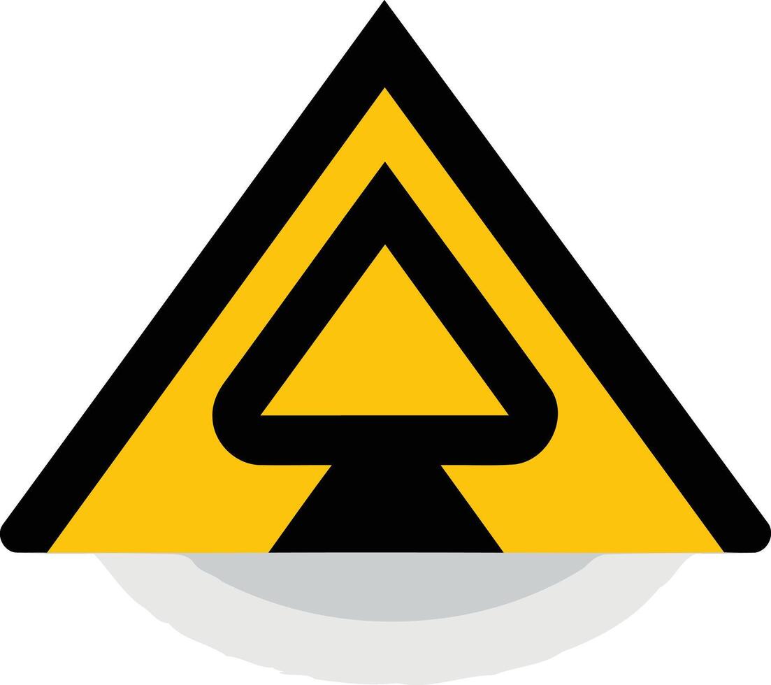 Black and Yellow Triangle with a Spade Inside vector