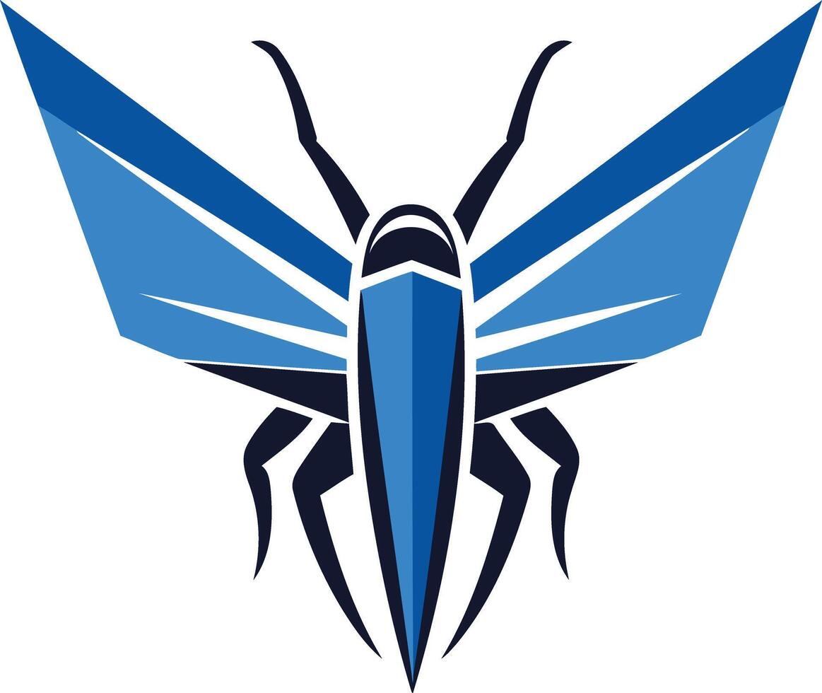 Abstract Blue Insect with Spread Wings vector
