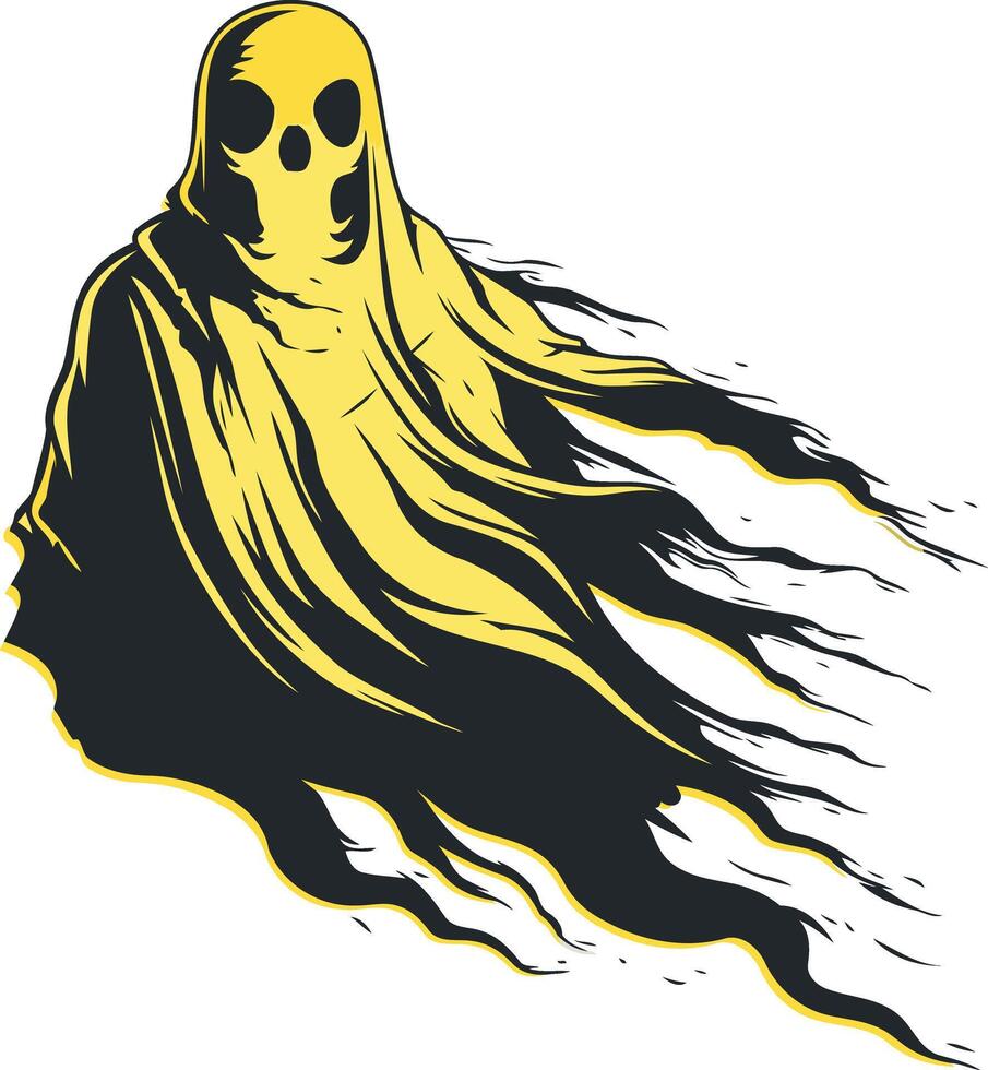 Ghostly Figure with Yellow Glowing Eyes vector