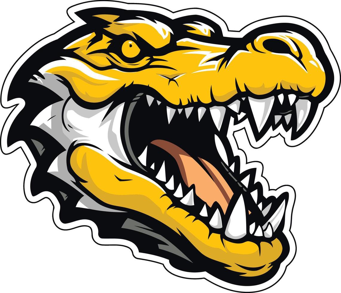 Yellow Ferocious Alligator Mascot vector