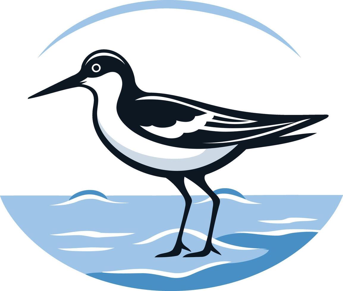 Black and White Bird on a Water Background vector