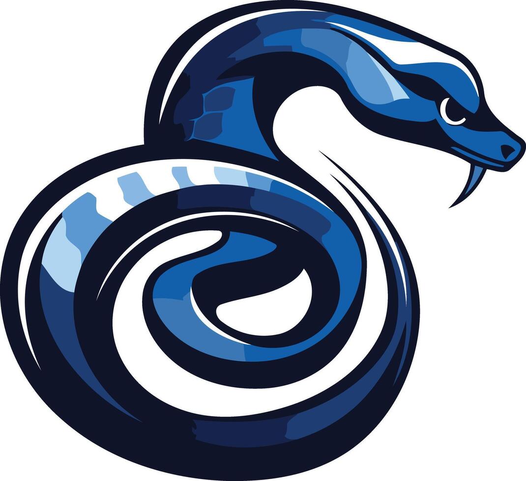 Blue and White Coiled Snake Illustration vector