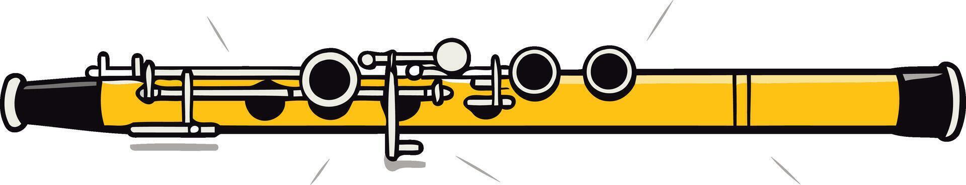 A simple, clean illustration of a yellow flute, perfect for music education materials, websites, or presentations vector