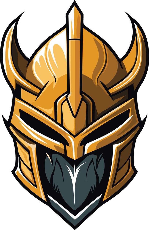 A fierce and powerful golden helmet, perfect for gaming, esports, or branding projects seeking a strong, bold identity vector