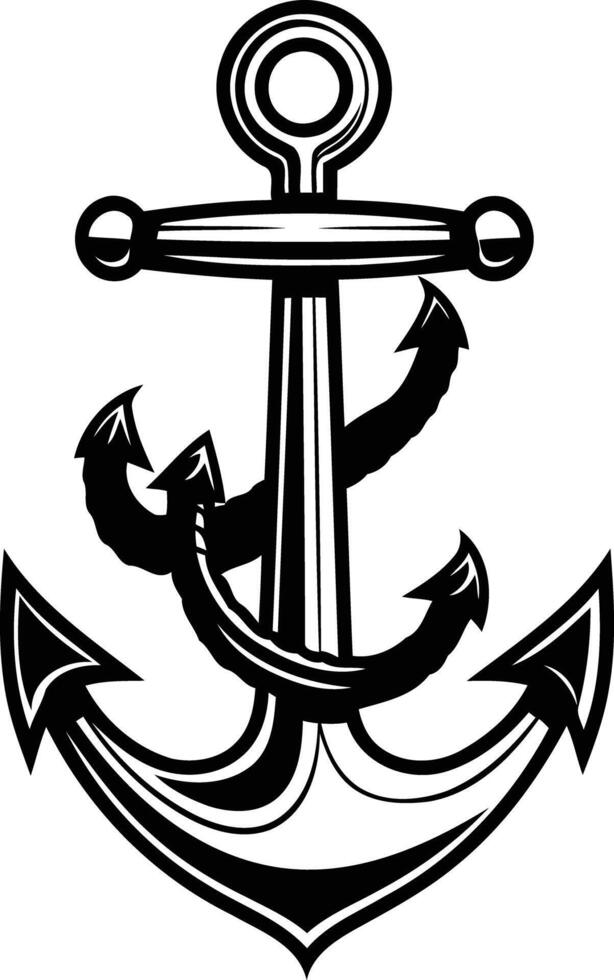 A bold and stylish black and white anchor illustration, perfect for nautical themes, tattoos, or branding vector