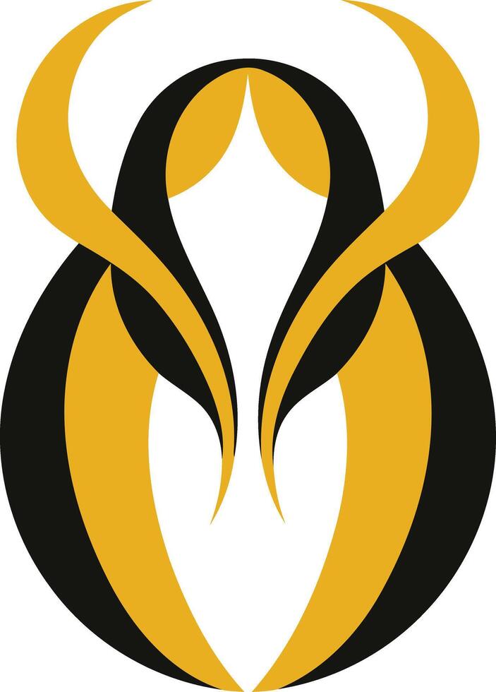 Modern, abstract logo design featuring bold, flowing curves in black and yellow vector