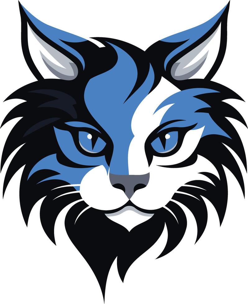 A bold and stylized illustration of a cat's head, perfect for branding, logos, and merchandise vector
