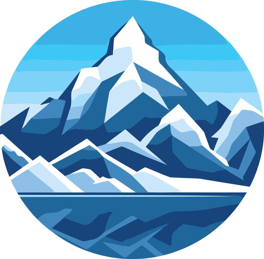 Mountain Peak Illustration in Blue Tones vector