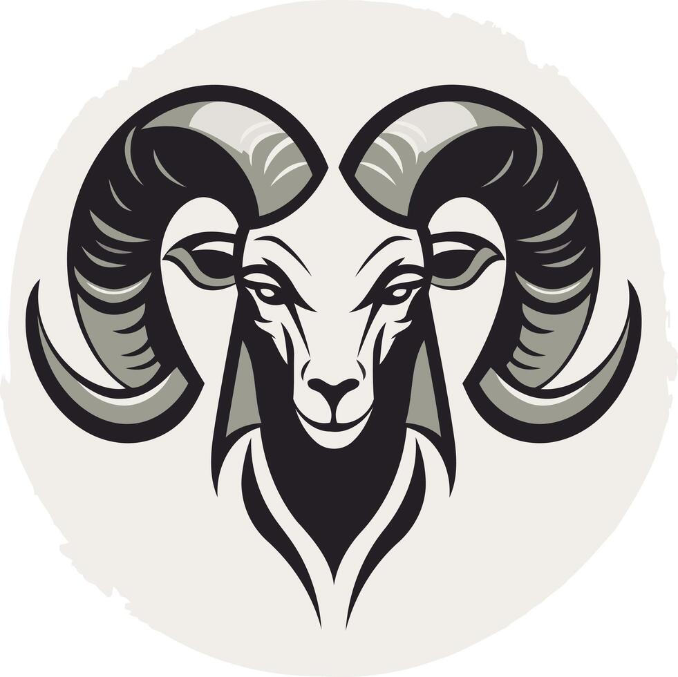 Illustration of a Ram's Head with Large Horns vector