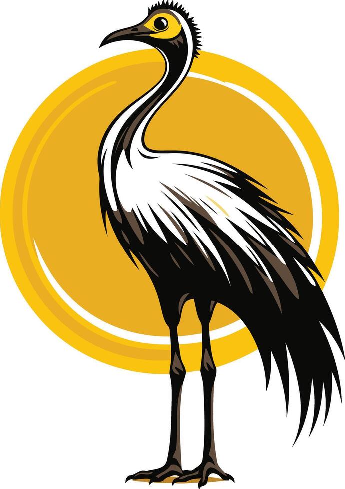 A stylized illustration of a crane bird, perfect for logos, branding, and nature-themed designs vector
