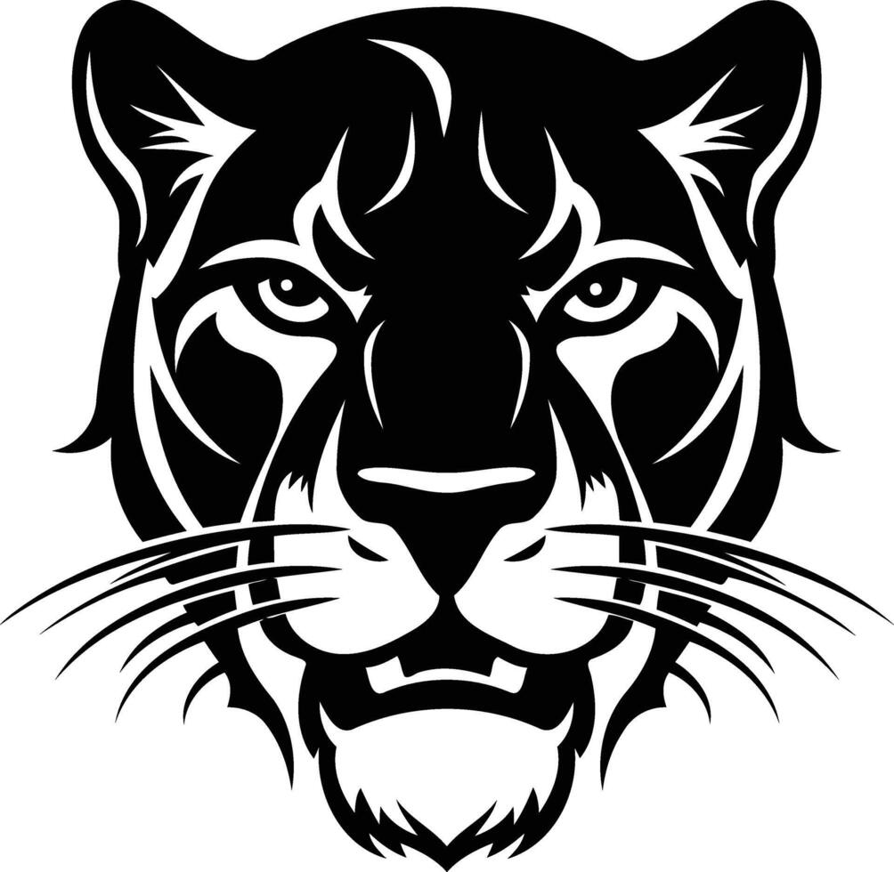 A bold, black and white illustration of a snarling panther head, perfect for adding a touch of wildness to any design vector