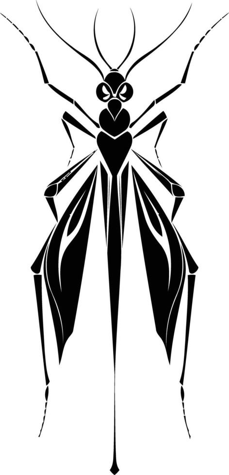 Stylized black and white illustration of an insect, perfect for tattoos, design, and branding vector