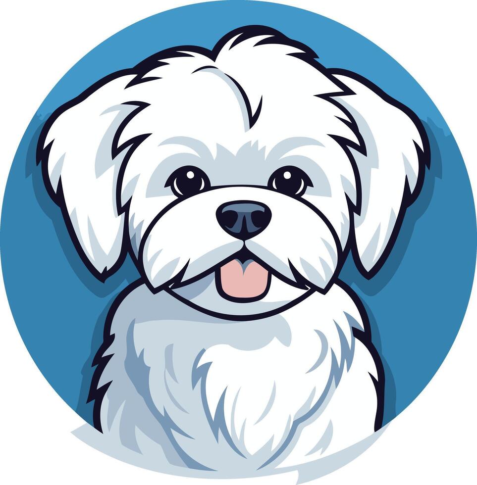 Adorable cartoon maltese dog with big eyes and a playful smile, perfect for pet-related branding, social media, or pet product designs vector
