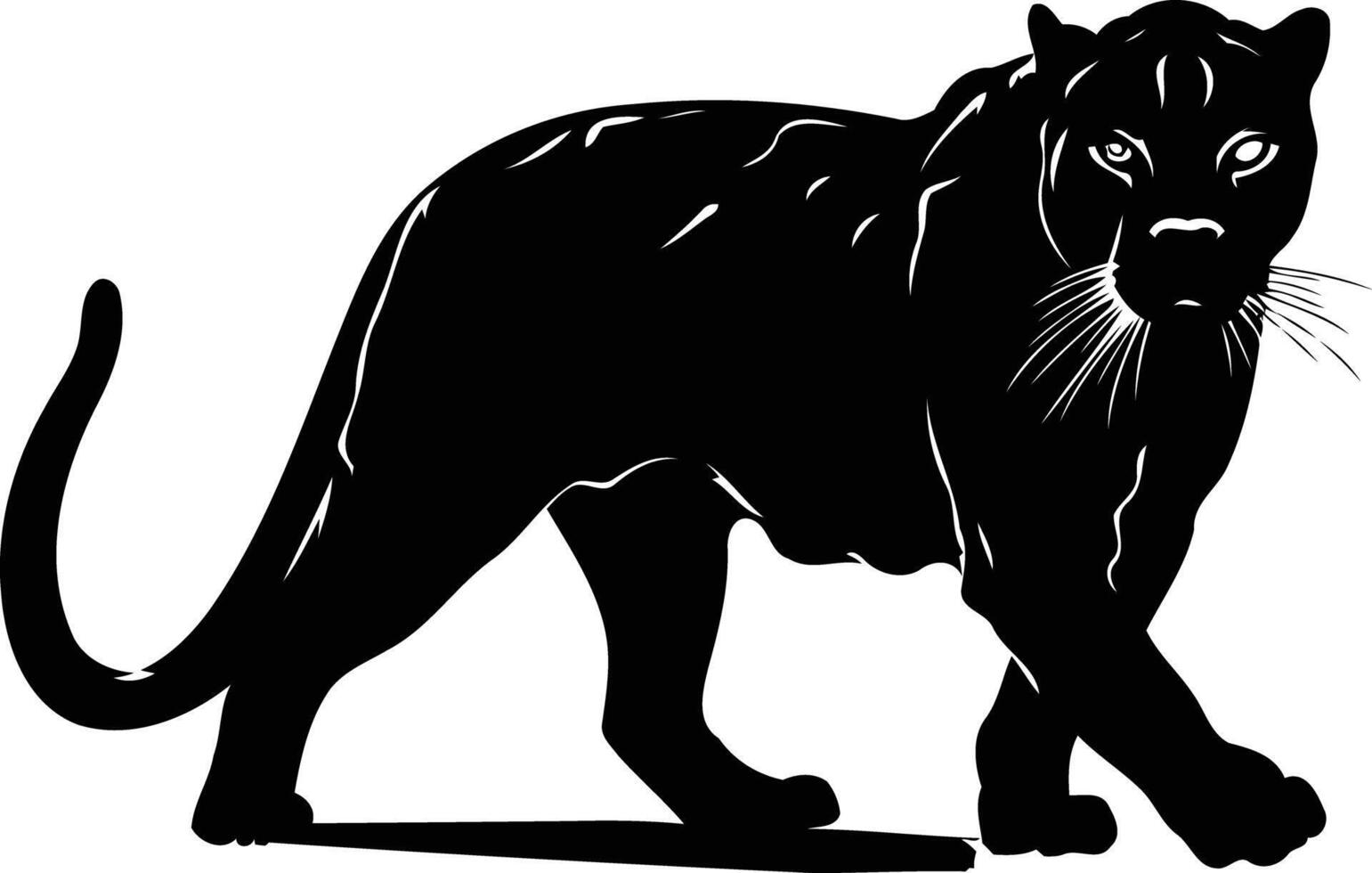 A striking black silhouette of a panther, showcasing its powerful, sleek form vector