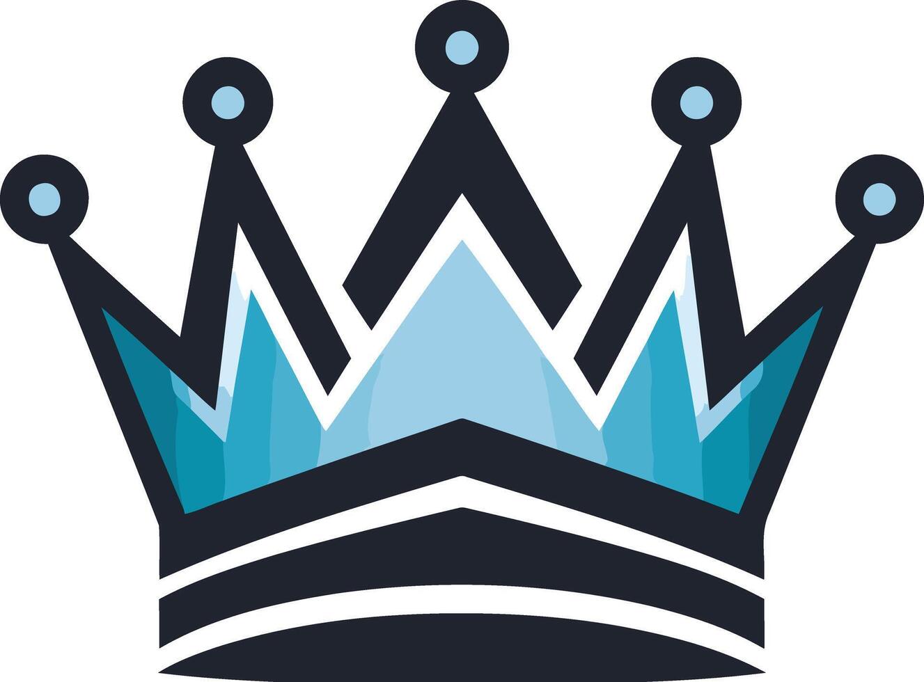 Modern, minimalist crown logo design in blue and black, perfect for branding, marketing, and social media vector